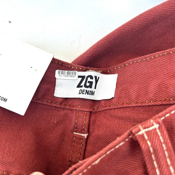 New Free People x ZGY Hi & Loose Denim Jeans Wide Leg Rust Size 29 Baggy Pants - Picture 3 of 12